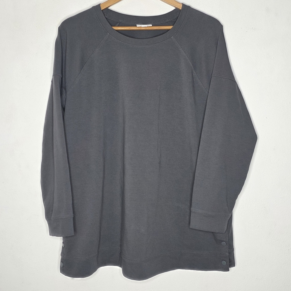 J. Jill Large pullover tunic sweater Gray cotton blend v-neck relaxed fit